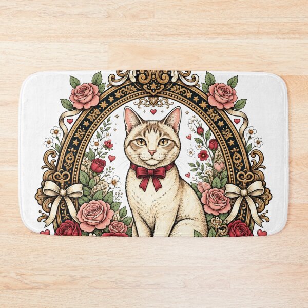 Item preview, Vintage Cat Portrait with Red Roses designed and sold by Iampoji.