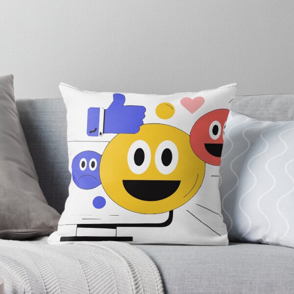 Item preview, Computer monitor with oversized emoji faces emerging from screen for chat online communication designed and sold by Rostislav Bouda.