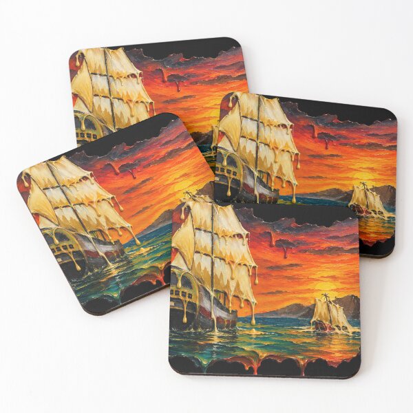Item preview, Melting Vintage Sailing Ships at Sunset Surreal Ocean Artwork designed and sold by An Old Mans Art.