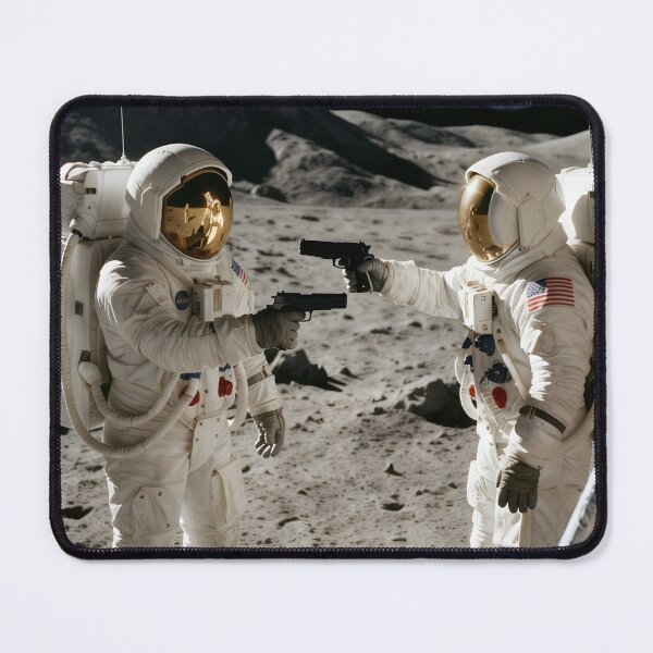 Item preview, Two NASA astronauts pointing guns at each other on the moon designed and sold by WiseBow.