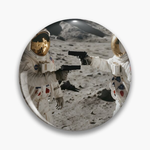 Artikelvorschau, Zwei NASA-Astronauten richten auf dem Mond Pistolen aufeinander. entworfen und verkauft von WiseBow.