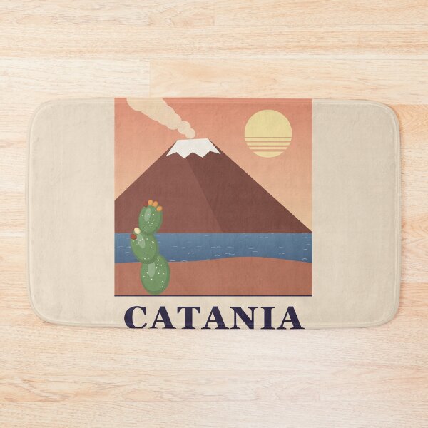 Item preview, Catania Sicily Retro Travel Poster with Mount Etna designed and sold by ChromaLens.