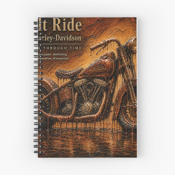 Artikelvorschau, Schmelzendes Harley-Davidson-Motorrad von 1941 – Surrealistisches Ölgemälde entworfen und verkauft von An Old Mans Art.