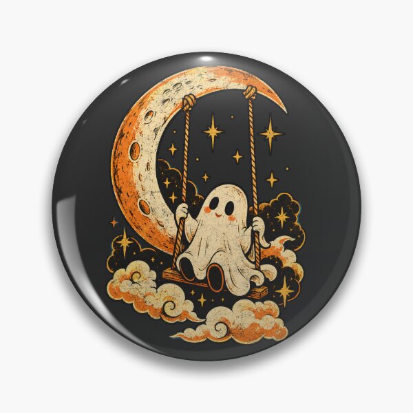 Item preview, Moon Swing Ghost – Cute Celestial Halloween designed and sold by AwesomeBeyondLimits.