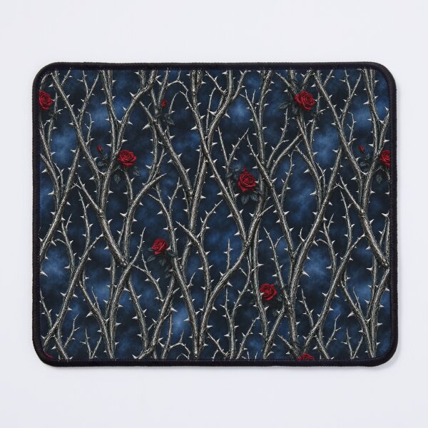 Item preview, Silver Thorn Roses on Midnight Blue – Dark Romantic Gothic Pattern designed and sold by Bodique.