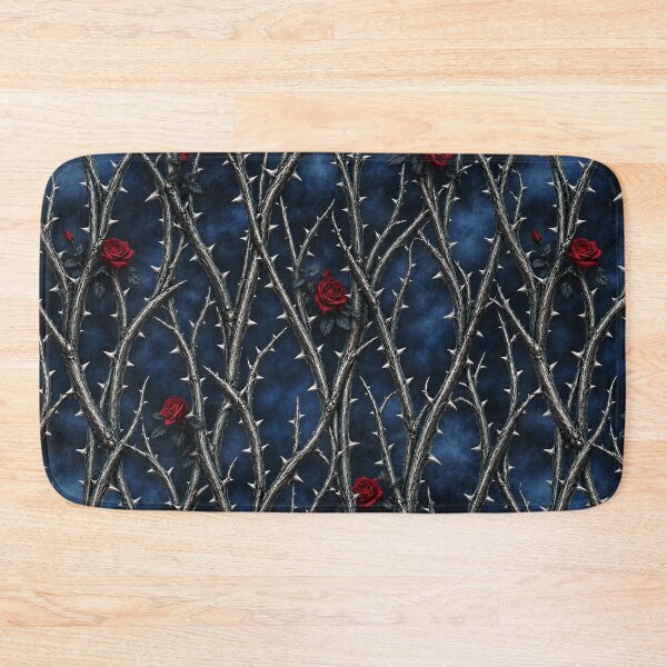 Item preview, Silver Thorn Roses on Midnight Blue – Dark Romantic Gothic Pattern designed and sold by Bodique.