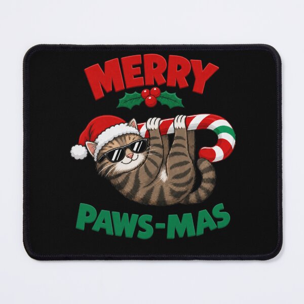 Item preview, Merry Pawsmas Cat T-Shirt | Cute Christmas Sunglasses Tabby Tee designed and sold by Design Vibras.