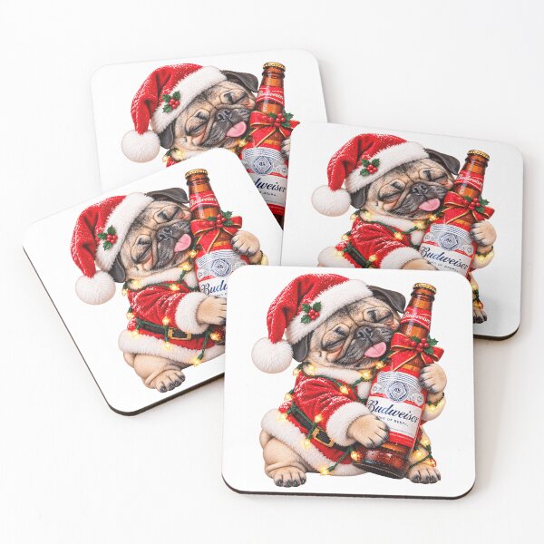 Item preview, Christmas Pug Santa Holding Beer – Funny Holiday Dog designed and sold by VibeStoreMix.