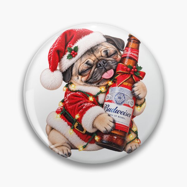Item preview, Christmas Pug Santa Holding Beer – Funny Holiday Dog designed and sold by VibeStoreMix.