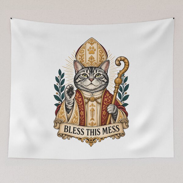 Item preview, Cat Pope Bless This Mess designed and sold by Old's Cool Cat Studio.