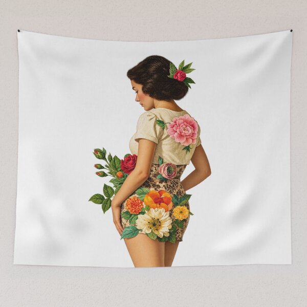 Item preview, Vintage Floral Woman | Botanical Collage Art designed and sold by Whatever Works.