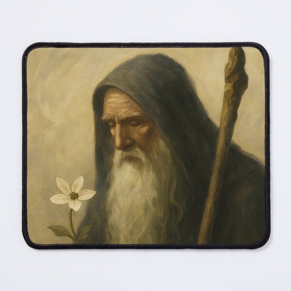 Item preview, Hooded Sage with a White Flower | Dark Fantasy Portrait designed and sold by Whatever Works.