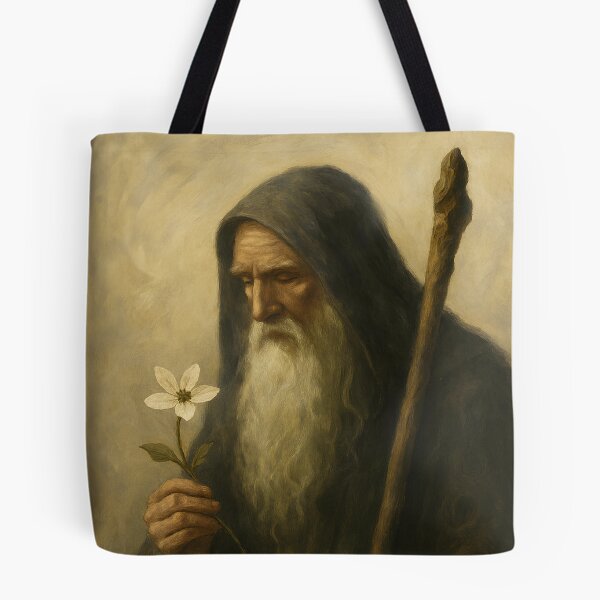 Item preview, Hooded Sage with a White Flower | Dark Fantasy Portrait designed and sold by Whatever Works.