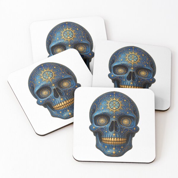 Item preview, The Celestial Gilded Skull | Blue & Gold Gothic Art designed and sold by Whatever Works.