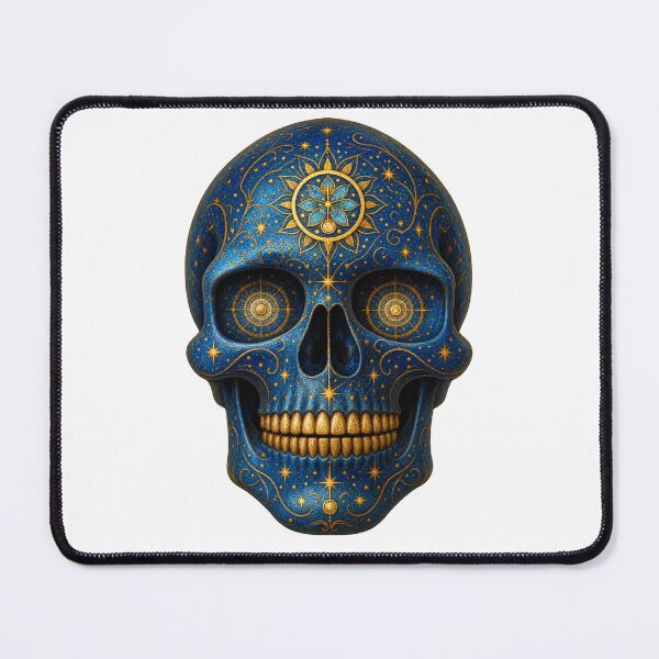 Item preview, The Celestial Gilded Skull | Blue & Gold Gothic Art designed and sold by Whatever Works.
