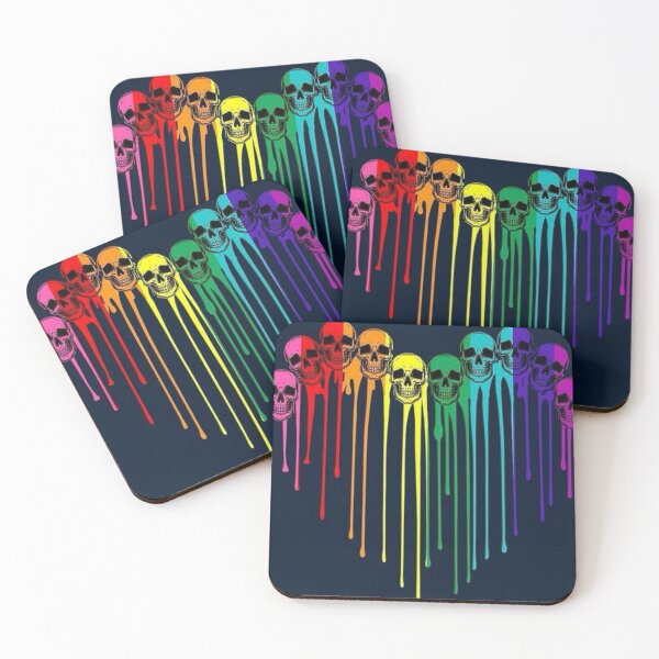 Item preview, Rainbow Dripping Skulls Gothic Line Art designed and sold by DKSH1234.