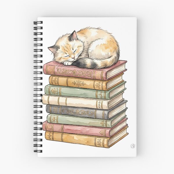 Item preview, Cat Asleep on a Stack of Books designed and sold by alvixVerse Merch.