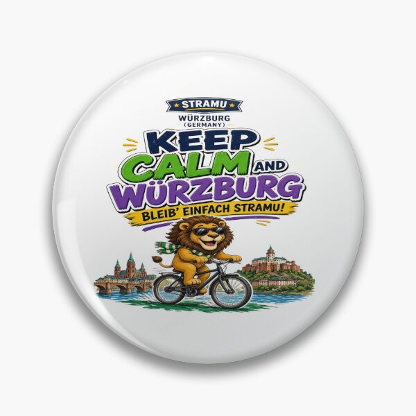 Item preview, Keep Calm And Würzburg Bleib einfach StraMu Lion Bicycle T-Shirt designed and sold by Sushikidsntoddlers.