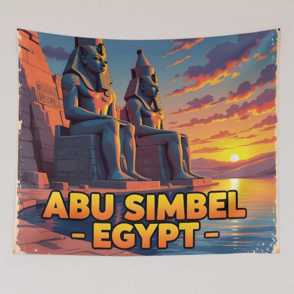 Item preview, Abu Simbel Egypt Sunset – Vintage Travel Poster designed and sold by LSVart.