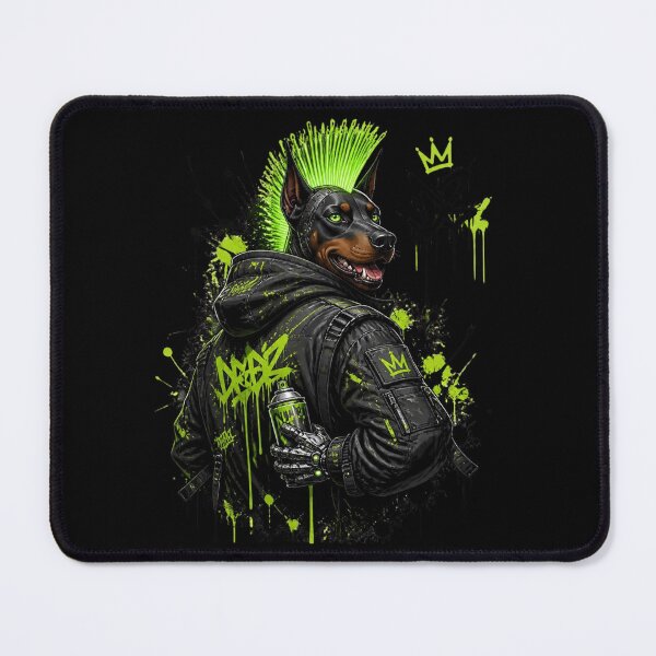Item preview, Steampunk Doberman Graffiti Artist neon Green Mech designed and sold by LazyDayzCo.