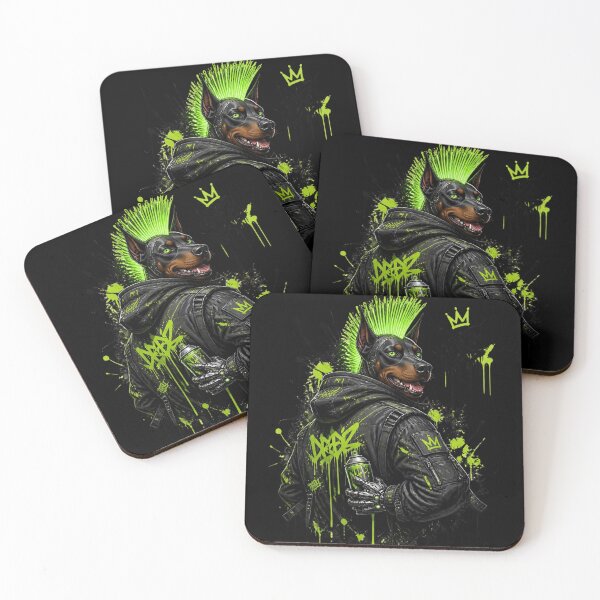 Item preview, Steampunk Doberman Graffiti Artist neon Green Mech designed and sold by LazyDayzCo.