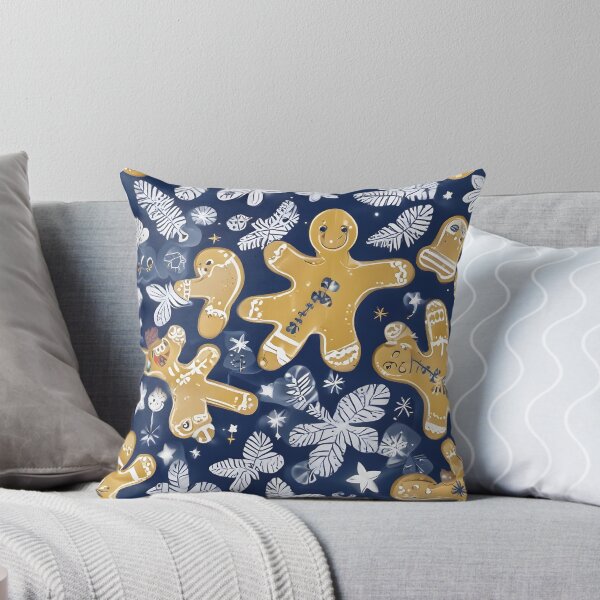 Item preview, Gingerbread Men and Snowflakes Pattern on Navy designed and sold by ChromaLens.