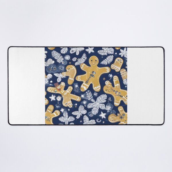 Item preview, Gingerbread Men and Snowflakes Pattern on Navy designed and sold by ChromaLens.