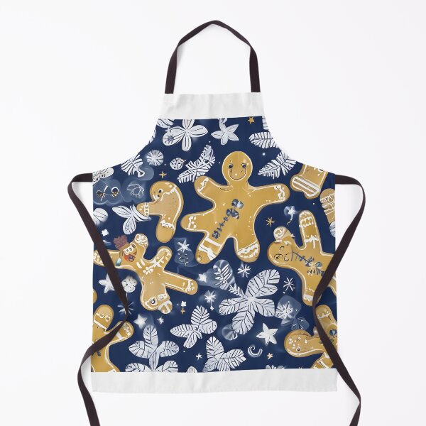 Item preview, Gingerbread Men and Snowflakes Pattern on Navy designed and sold by ChromaLens.
