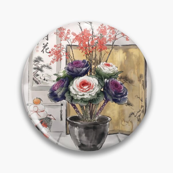 Item preview, Sumi-e Auspicious Nandina Ikebana Art designed and sold by conohitoAI-ArtGallery.