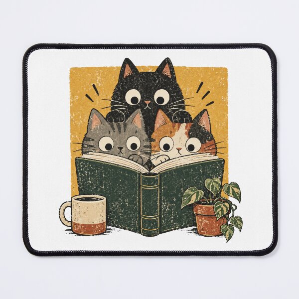 Item preview, Three Bookish Cats Reading a Green Book designed and sold by Cute-and-Co.