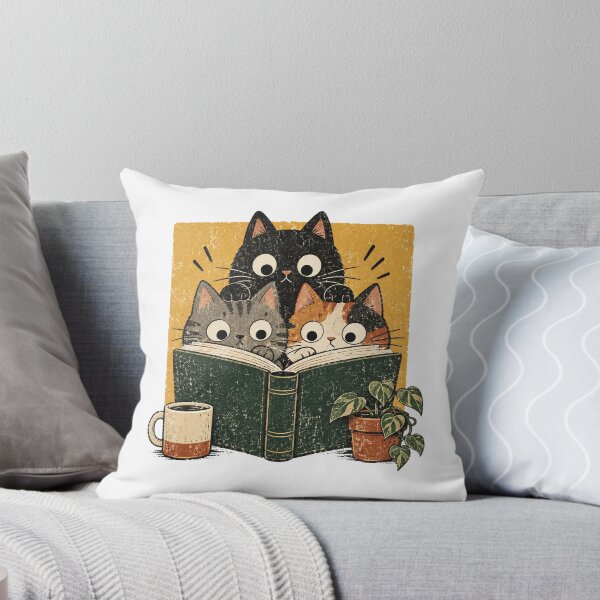 Item preview, Three Bookish Cats Reading a Green Book designed and sold by Cute-and-Co.