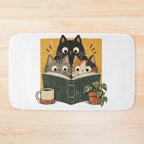 Item preview, Three Bookish Cats Reading a Green Book designed and sold by Cute-and-Co.