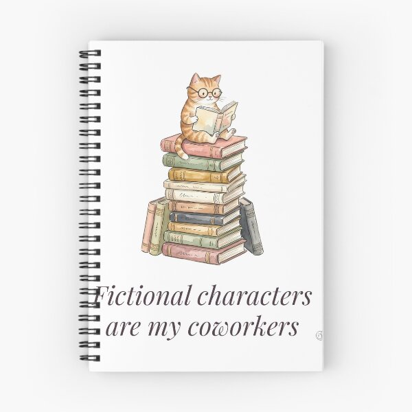 Item preview, Fictional Characters Are My Coworkers Bookish Cat designed and sold by alvixVerse Merch.