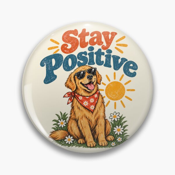 Item preview, Stay Positive Retro Golden Retriever Dog with Sunglasses designed and sold by lungpleecha.