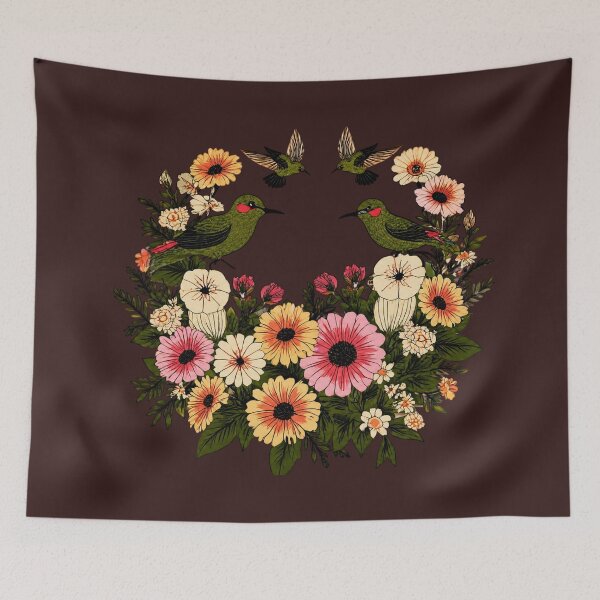 Item preview, Birds and flowers in cross-stitch style designed and sold by Knock on my door.