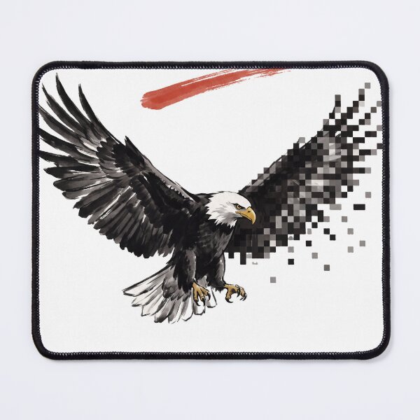 Item preview, Sumi-E Bald Eagle Pixel Dissolve, Japanese Ink Meets American Icon designed and sold by Sumi-Pixel.