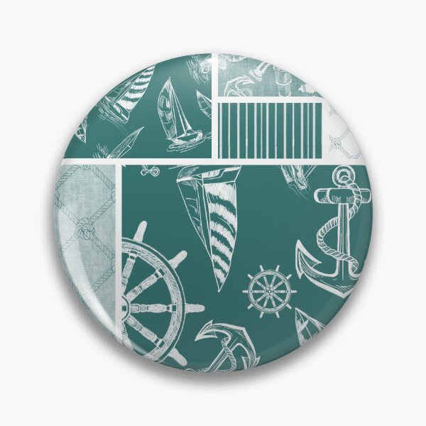 Item preview, Quilt Design Nautical Charcoal Sketches Collection- Features Netting, Stripes, Nautical Items, and Lighthouse Designs-Bluegreen designed and sold by PD-Coastal.