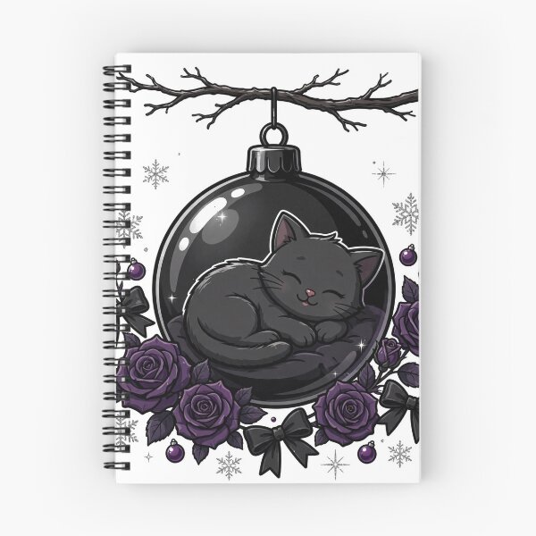 Item preview, Ornament Napper: Goth Cat Sleeping in a Black Bauble designed and sold by Odd-jack.