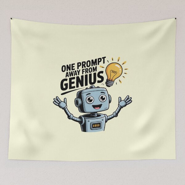 Item preview, One Prompt Away From Genius – Funny AI Prompt Humor Design designed and sold by Jollys-ArtShop.
