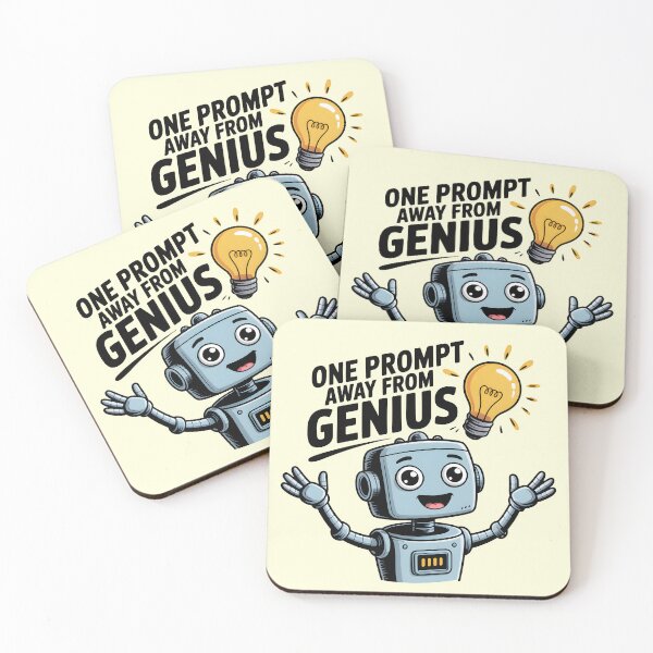 Item preview, One Prompt Away From Genius – Funny AI Prompt Humor Design designed and sold by Jollys-ArtShop.