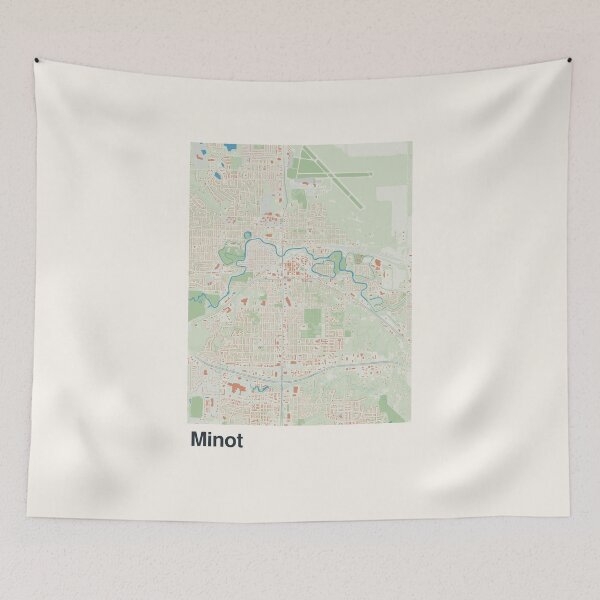 Artikelvorschau, Minimalistische Kartenkunst aus Minot entworfen und verkauft von MapsNerd.