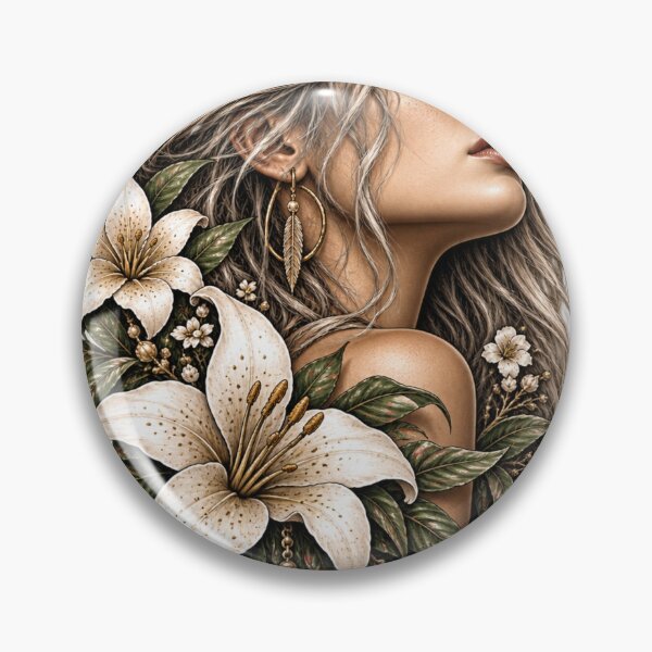 Item preview, Boho Western Woman with Lilies – Country Floral Nature Art designed and sold by RG3D Project .