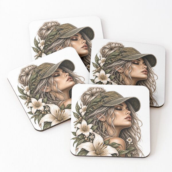 Item preview, Boho Western Woman with Lilies – Country Floral Nature Art designed and sold by RG3D Project .