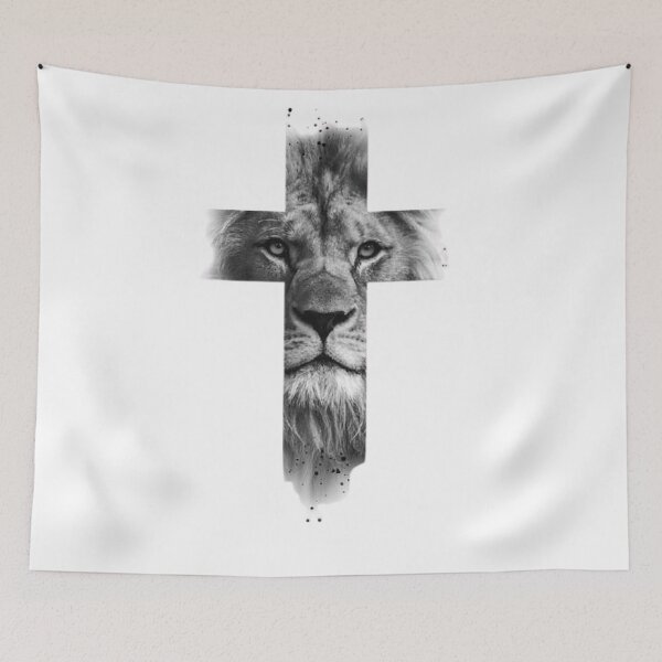 Item preview, Lion of Judah Cross Design – Black and White Christian Photo Art designed and sold by EatPrayLive.
