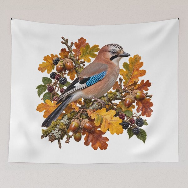 Item preview, Autumn Jay – Oak Leaves and Blackberry Woodland Portrait designed and sold by Golden Era Studio.