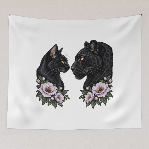 Item preview, Black Cat Panther Purple Flower designed and sold by Old's Cool Cat Studio.