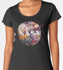 NASA Vintage Flowers Emblem Premium Scoop T-Shirt