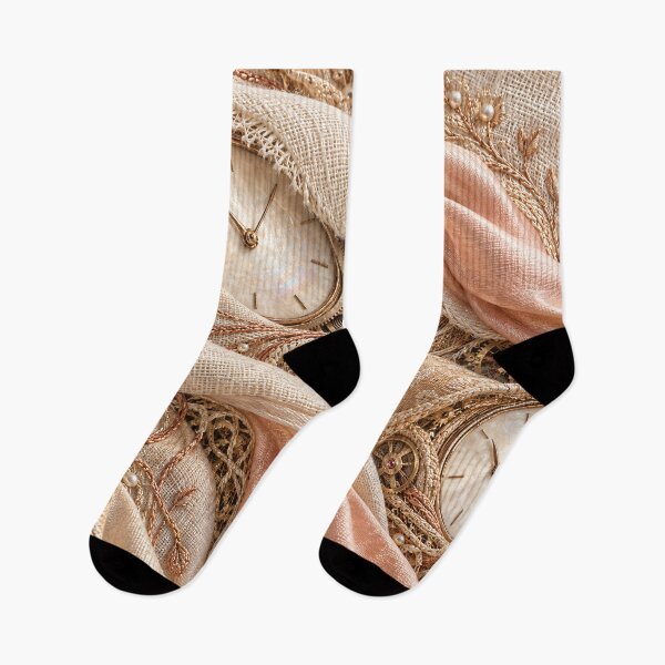 Item preview, Vintage Clockwork in Blush Silk and Lace – Romantic Steampunk Textile Art Print designed and sold by Kaleidoscope Print.