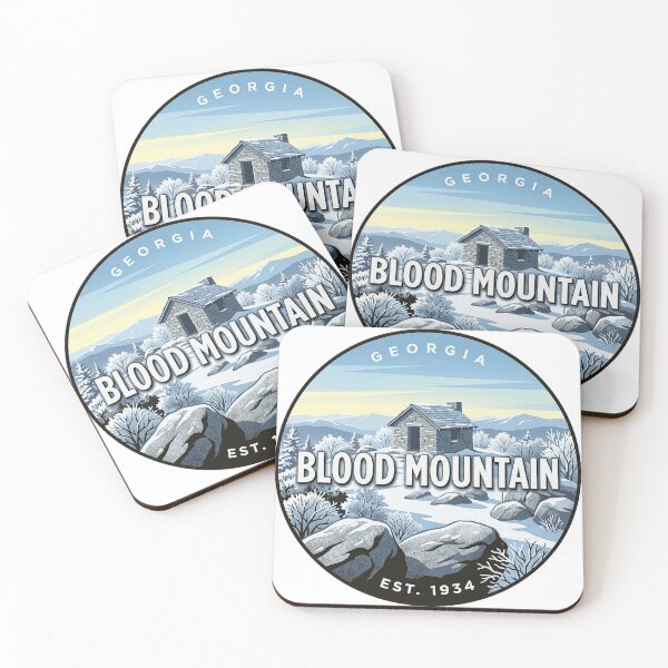 Artikelvorschau, Blood Mountain Georgia Winter Stone Shelter Round Badge Sticker entworfen und verkauft von DetourDgn.