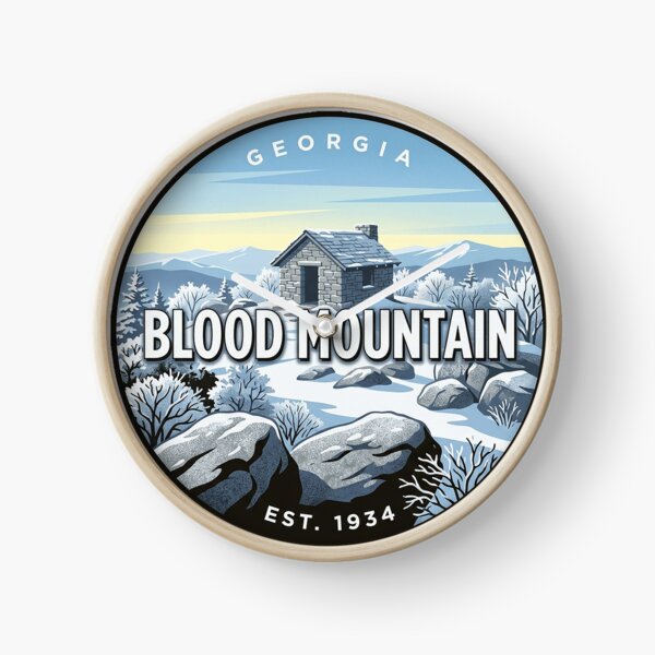 Item preview, Blood Mountain Georgia Winter Stone Shelter Round Badge Sticker designed and sold by DetourDgn.